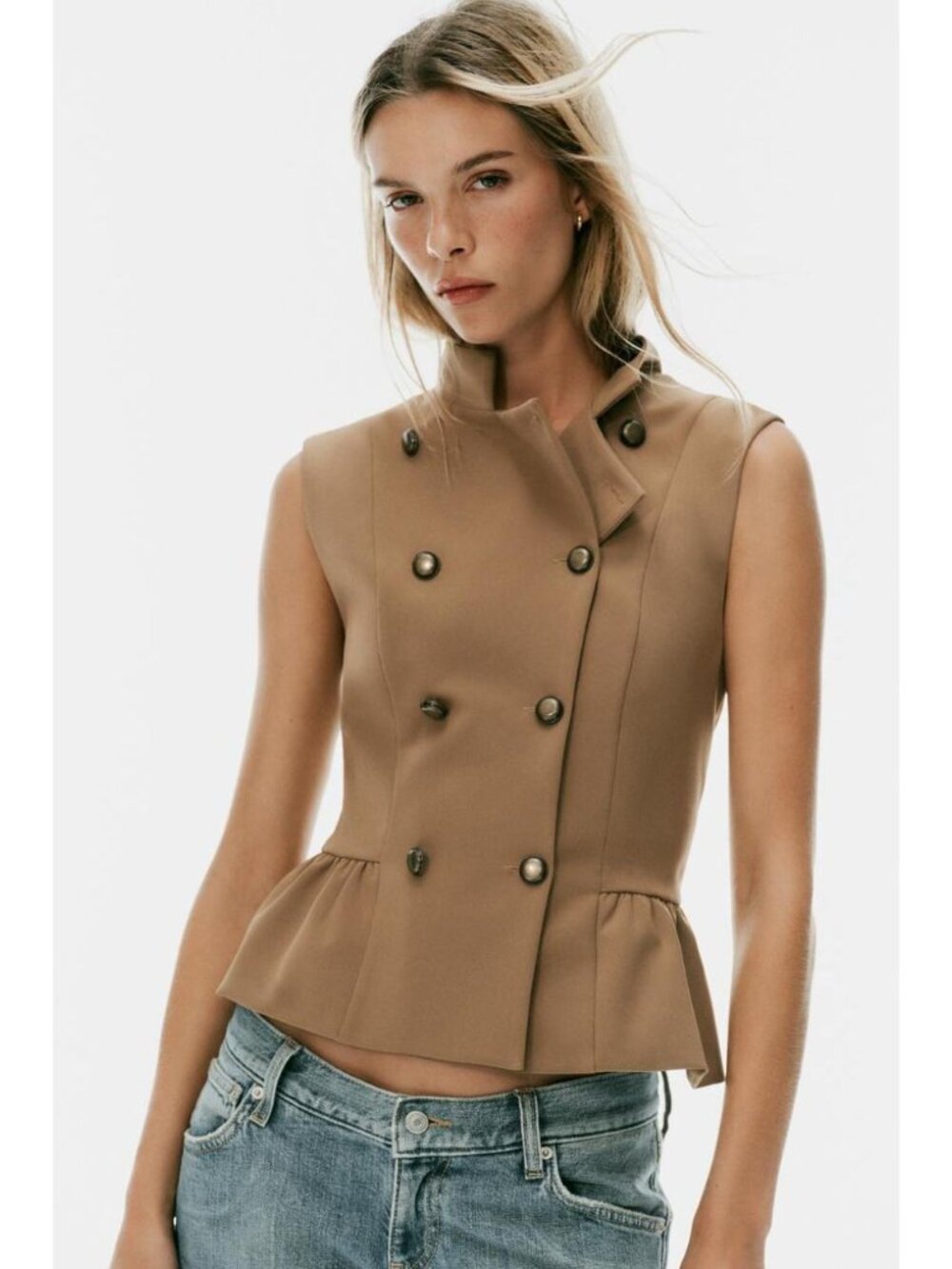 ZARA BUTTONED PEPLUM VEST TOP 7709/333/731